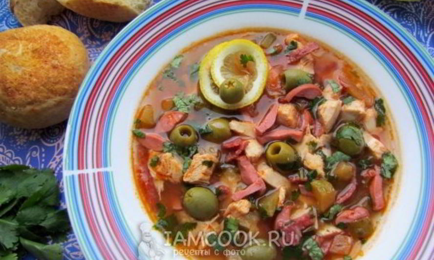 Рецепт солянки с колбасой и курицей