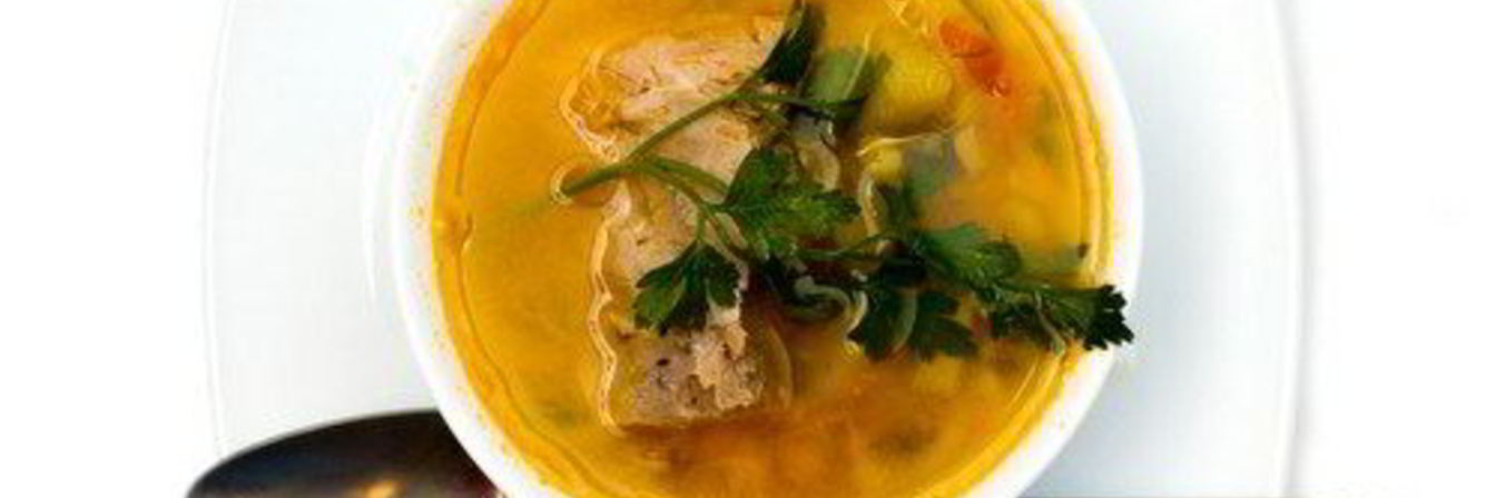 Суп Бозартма из баранины с луком и зеленью