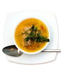 Суп Бозартма из баранины с луком и зеленью