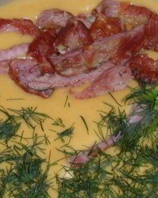 Суп картофельный с копченостями и плавленым сыром