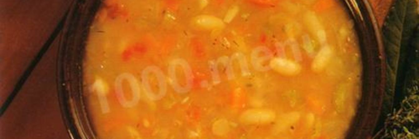 Итальянский томатный суп-пюре из белой фасоли с сельдереем