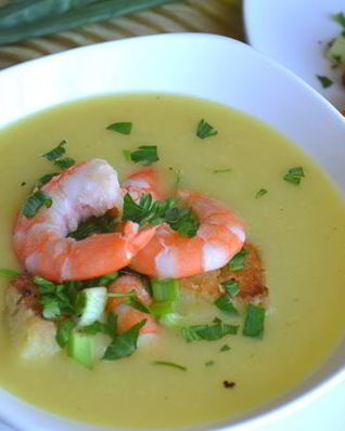 Картофельный суп-пюре с креветками