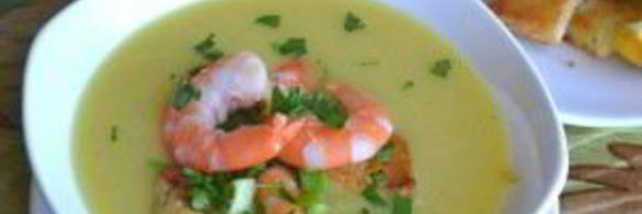 картофельный суп-пюре с креветками