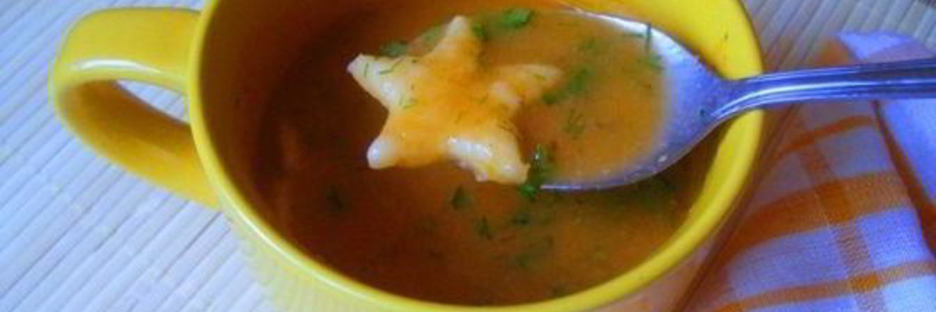 Летний овощной суп-пюре с чесночно-сырными клецками