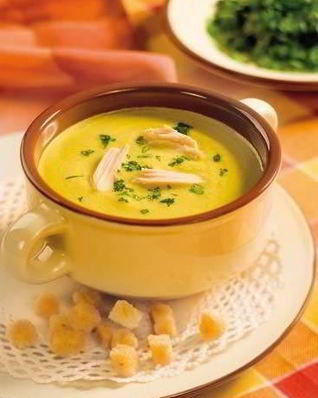 Овощной суп-пюре на курином бульоне