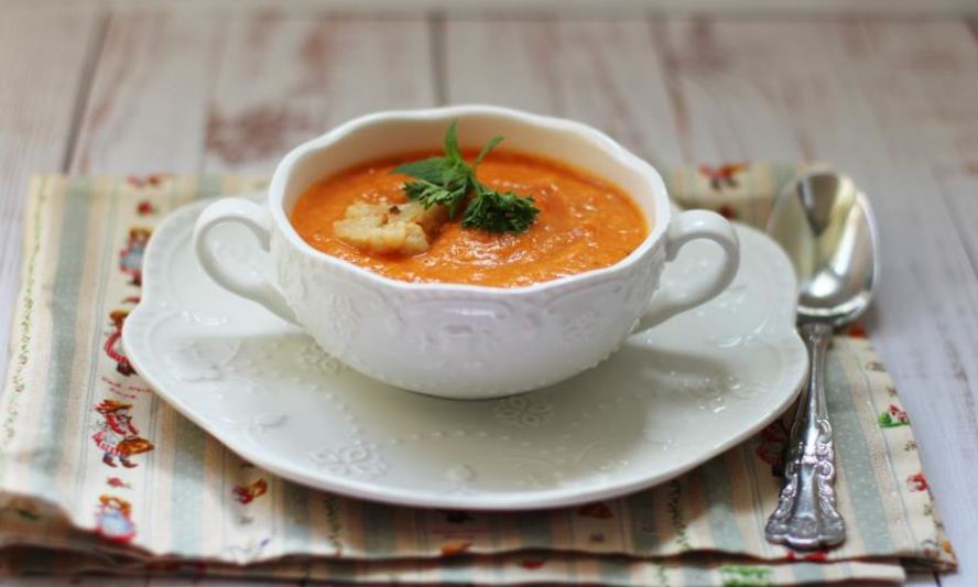 Рецепт супа-пюре из печеных перцев и цветной капусты