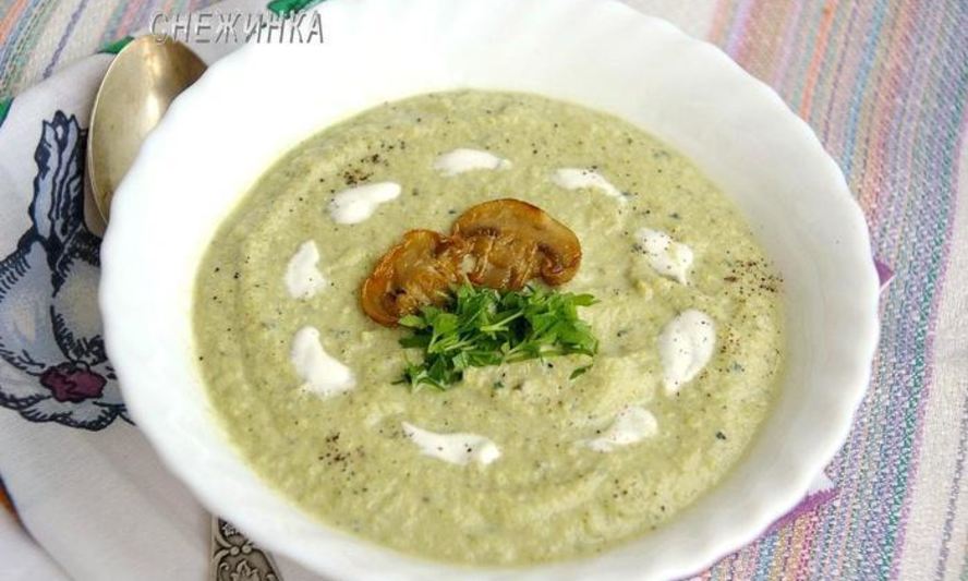 Рецепт супа-пюре из цукини, брокколи и шампиньонов
