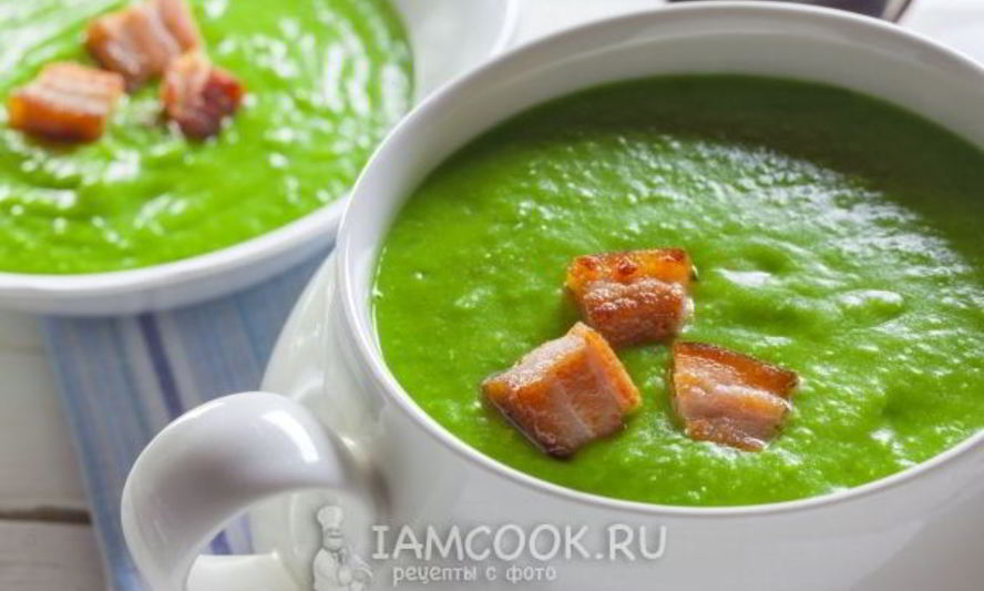 Рецепт супа-пюре из зеленого горошка с беконом
