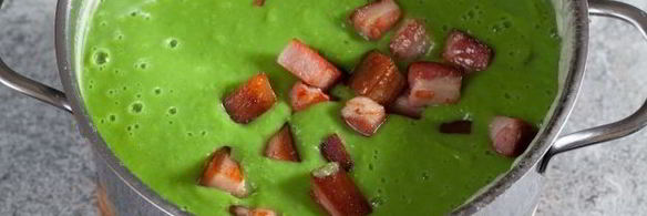 суп-пюре из зеленого горошка с беконом