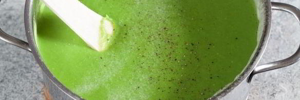 суп-пюре из зеленого горошка с беконом