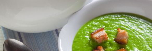 суп-пюре из зеленого горошка с беконом