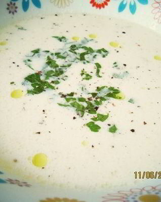 Суп-пюре с лососем и креветками