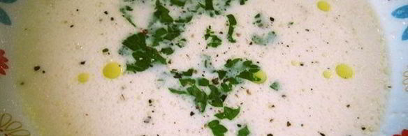 суп-пюре с лососем и креветками