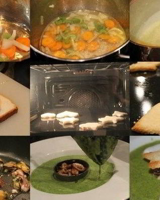 Суп-пюре со шпинатом и морепродуктами