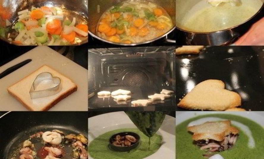 Рецепт супа-пюре со шпинатом и морепродуктами