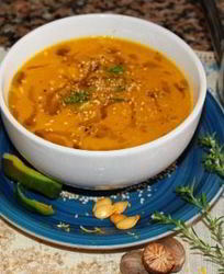 Тыквенный суп-пюре с манго и зеленым чаем