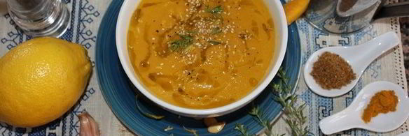 тыквенный суп-пюре с манго и зеленым чаем