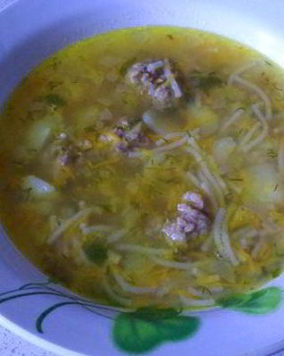 Суп с фрикадельками с лапшой