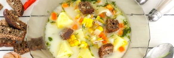 сырный суп с гренками