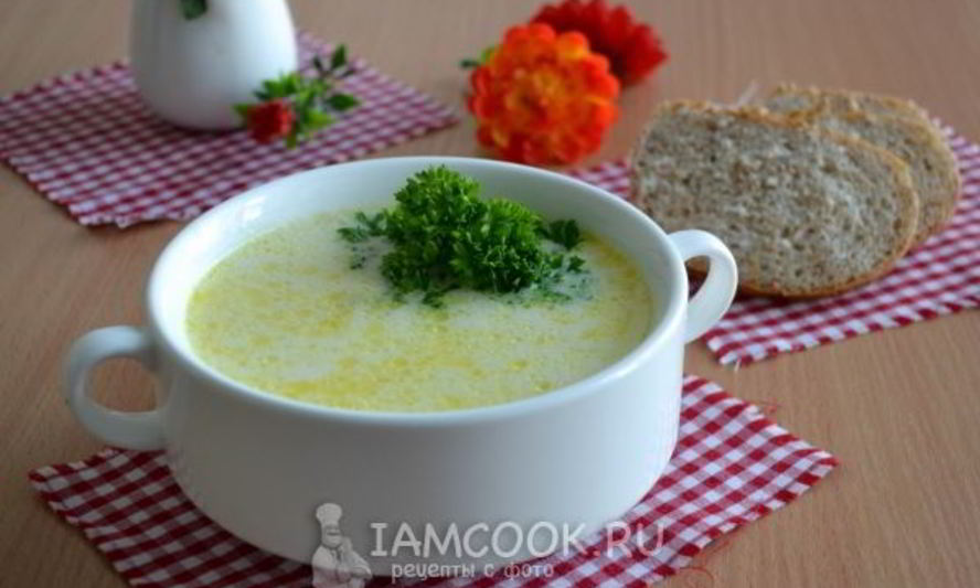 Рецепт сырного супа с зеленым горошком