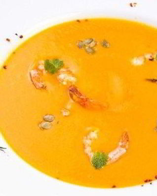 Тыквенный крем-суп с креветками