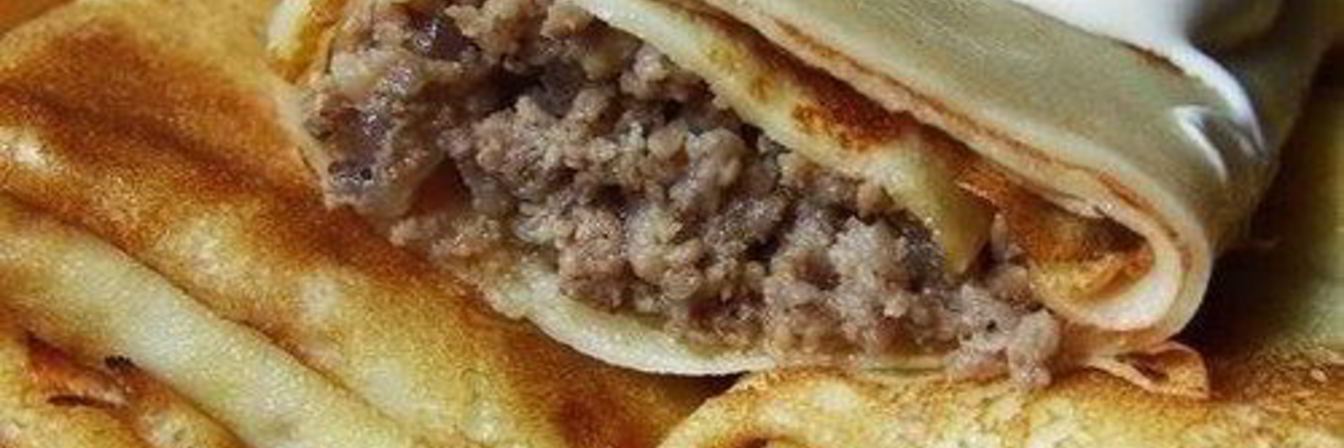 Блинчики домашние с мясной начинкой