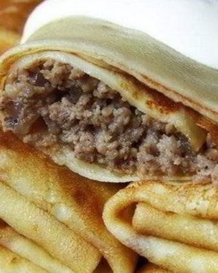Блинчики домашние с мясной начинкой