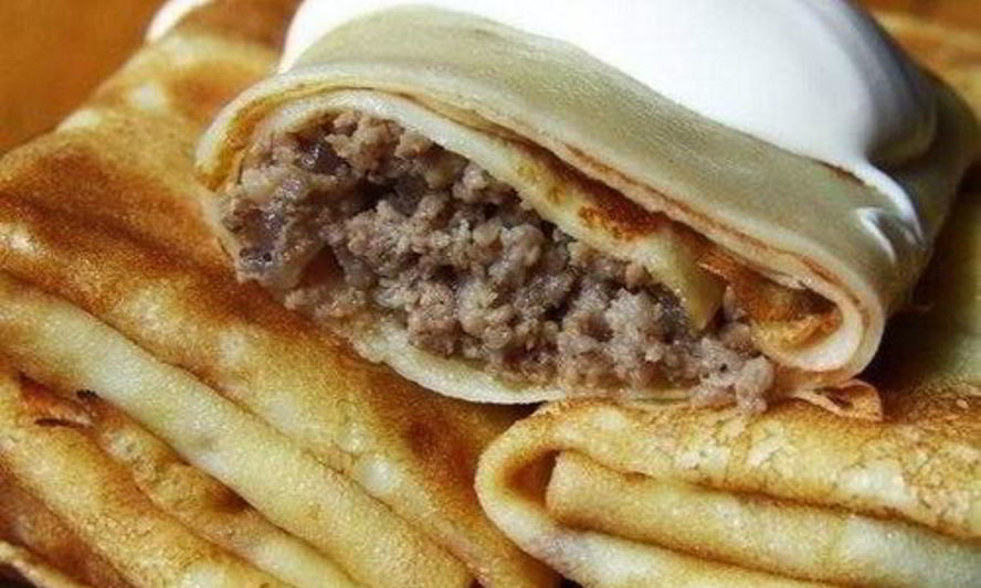 Рецепт блинчиков домашних с мясной начинкой