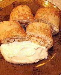 Блинчики, фаршированные курицей и грибами