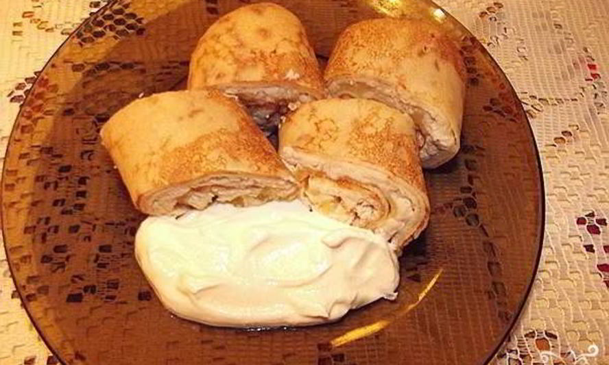 Рецепт блинчиков, фаршированных курицей и грибами