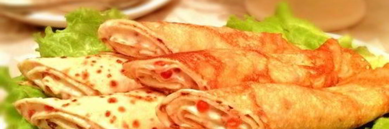 Блинчики с икрой и сливочным сыром