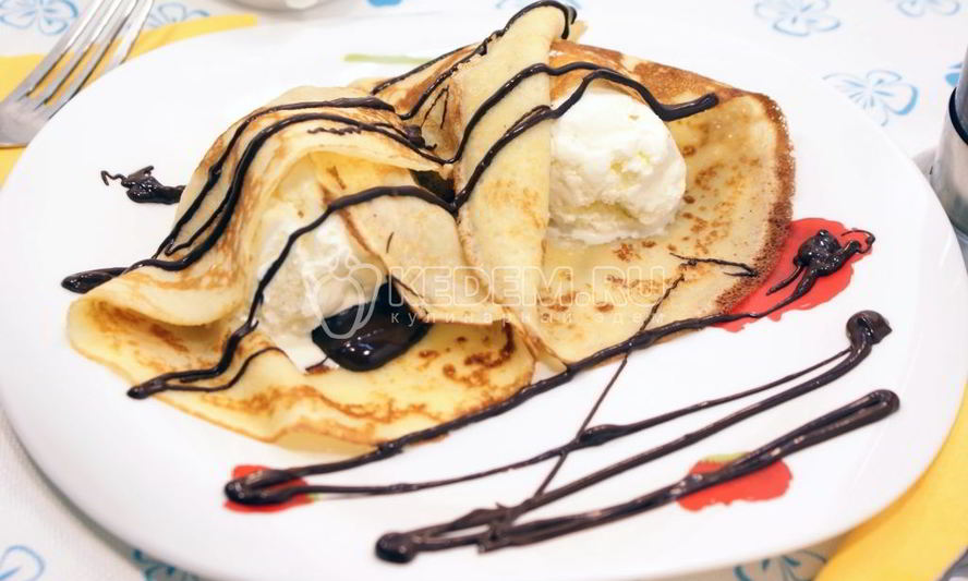 Рецепт блинчиков с мороженым и шоколадом