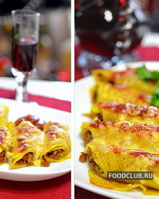 Блинчики с мясом праздничные