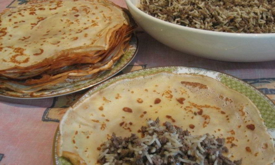 Рецепт блинчиков с печенью и рисом