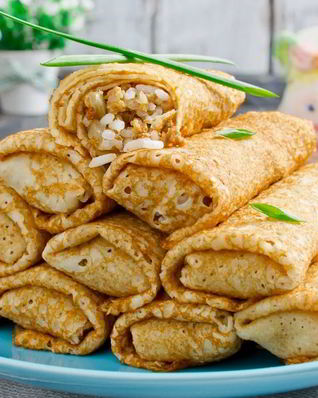 Блинчики с рисом и мясом