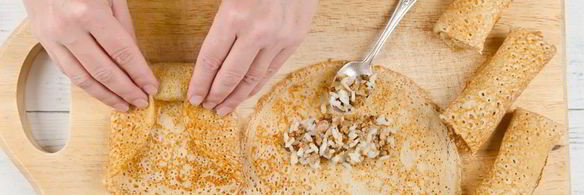 блинчики с рисом и мясом