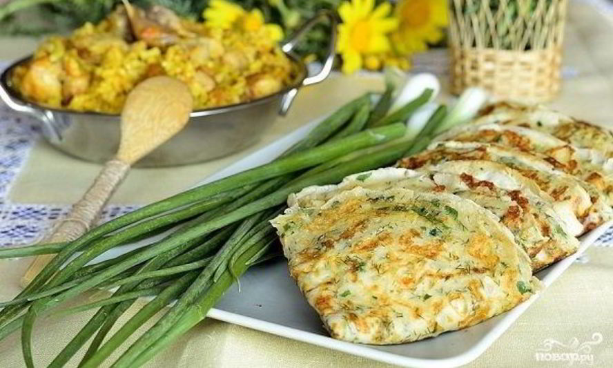 Рецепт блинчиков с сыром и зеленью