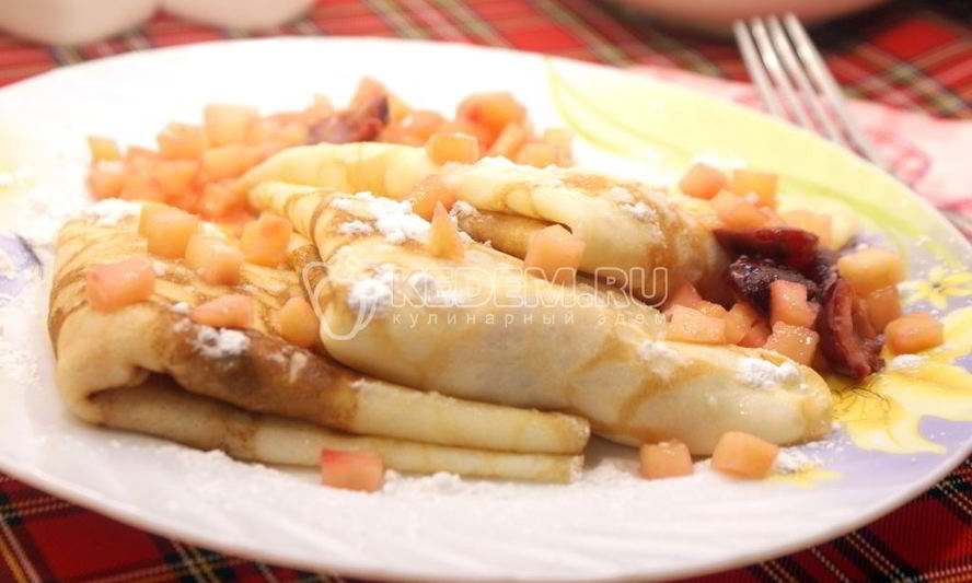 Рецепт блинов с фруктовой начинкой