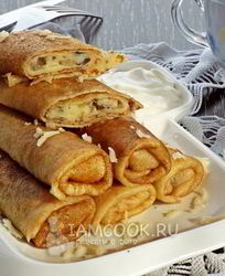 Блины с грибами и сыром