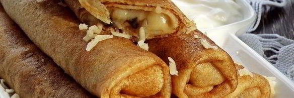 блины с грибами и сыром