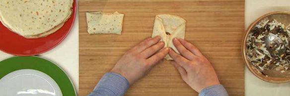 блины с грибами и яйцом