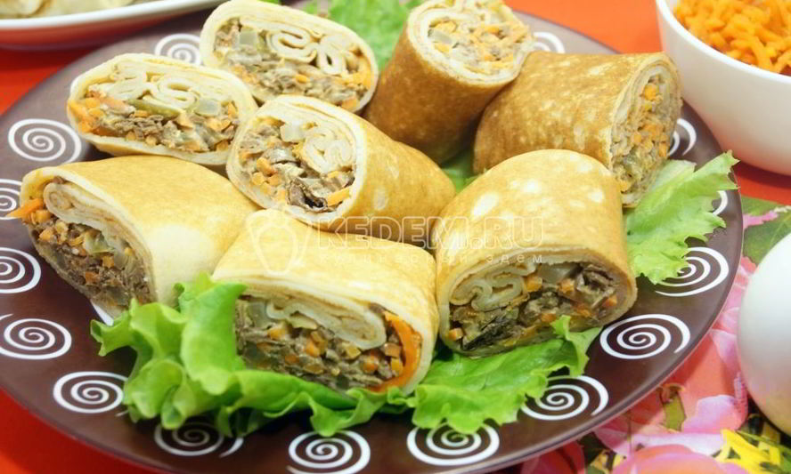 Рецепт блинов с печенью закусочные