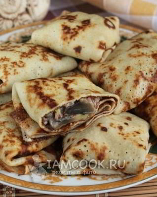 Блины с шампиньонами и рисом