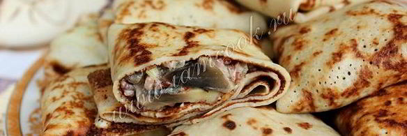 блины с шампиньонами и рисом