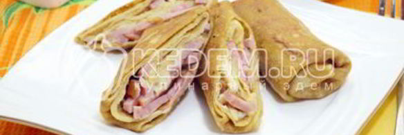 блины с ветчиной и сыром