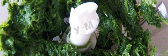 блины со шпинатом с начинкой из сыра, чеснока и орехов