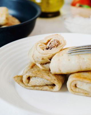 Блины тонкие с курицей