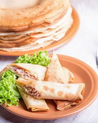 Овсяные блины с ветчиной