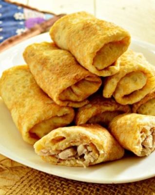 Сытные блинчики на майонезе с куриной начинкой