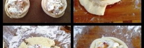 булочки-ватрушки с курагой, рикоттой и сушеной клубникой